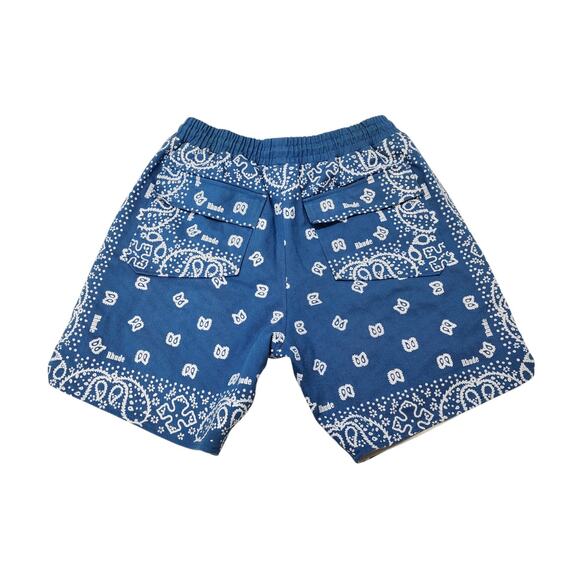 Rhude Bandana Print Drawstring Cotton Shorts Blue Size Large - Preowned - Picture 2 of 7